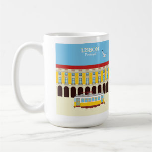 Gelbe Straßenbahn in Lissabon Vintager Stil Kaffeetasse
