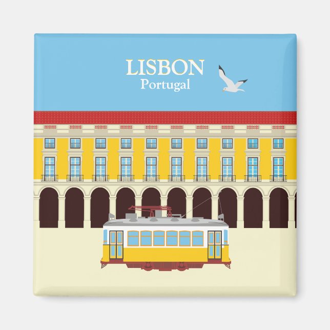 Gelbe Straßenbahn in Lissabon Vintager Stil Magnet (Vorne)