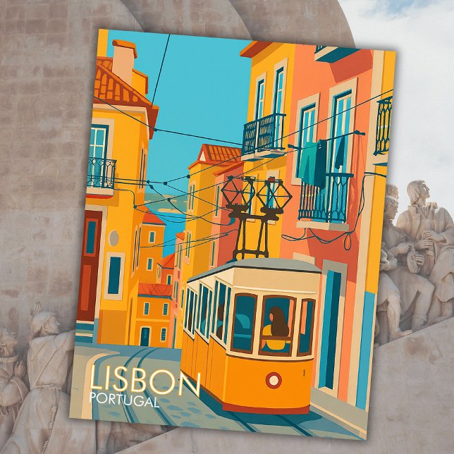 Gelbe Straßenbahn Lissabon Portugal Reisen Art Eur Postkarte (Von Creator hochgeladen)