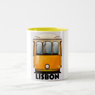 Gelbe Straßenbahnhaltestelle Lissabon Zweifarbige Tasse