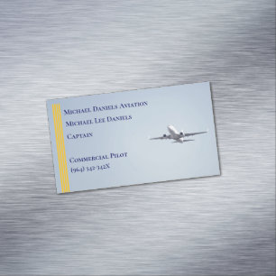 Gelbe Streifen Kommerzieller Flugzeugkapitän Pilot Magnetische Visitenkarte