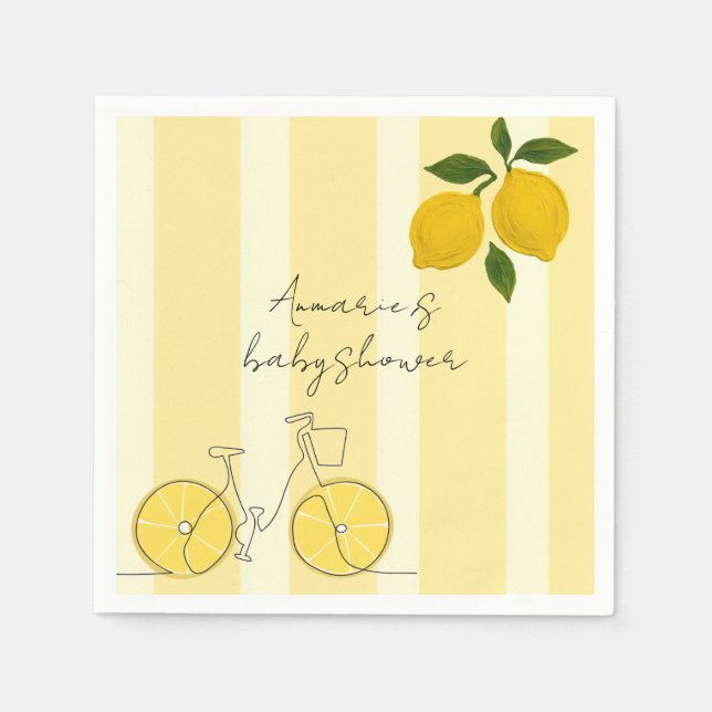 Gelbe Streifen Lemons Baby Shower Serviette (Vorderseite)