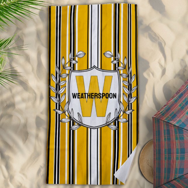 Gelbe Streifen Monogramm Strandtuch (Von Creator hochgeladen)