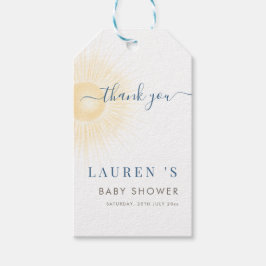 Gelbe Streifen Sonne Neutrale Babyparty Dankeschön Geschenkanhänger