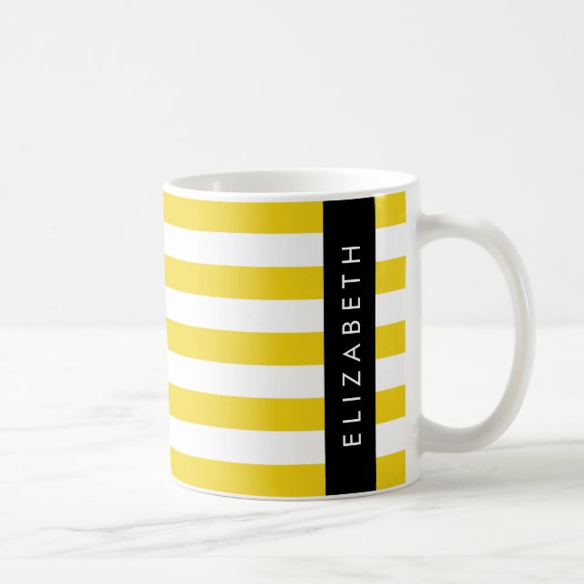 Gelbe Streifen, Streifen, Linien, Ihr Name Kaffeetasse (Rechts)