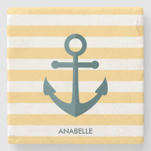 Gelbe Streifen und blauer Anker Steinuntersetzer