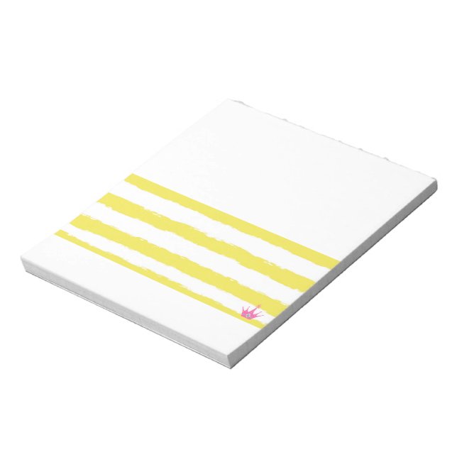 Gelbe Streifen und ein rosa Kronen Notizbuch Notizblock (Rotiert)