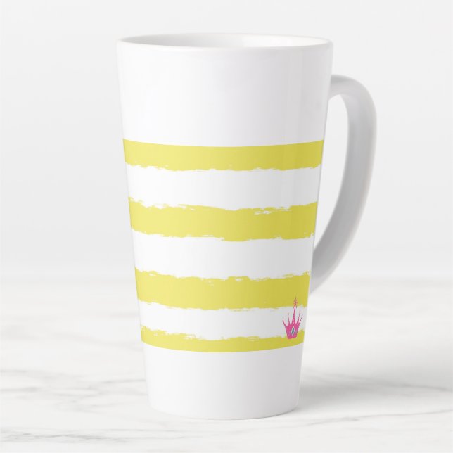 Gelbe Streifen und ein rosa Latte-Mug Milchtasse (Rechte Ecke)