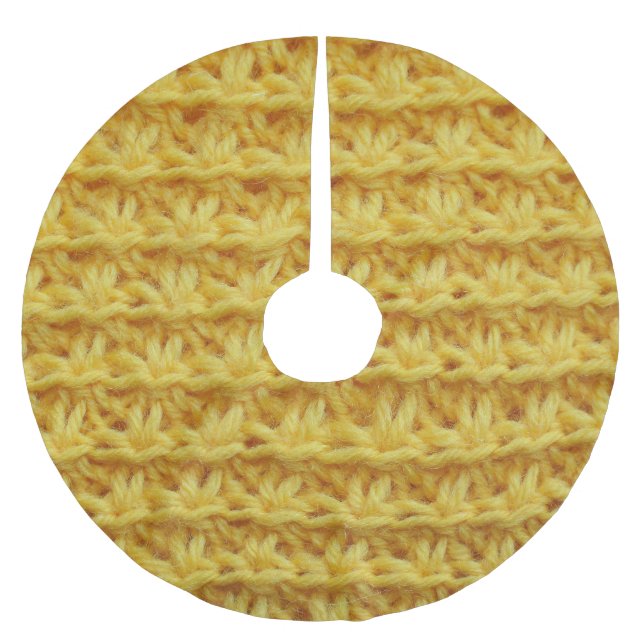 Gelbe Strickstoffe: gestreifte Textur. Polyester Weihnachtsbaumdecke (Vorderseite)