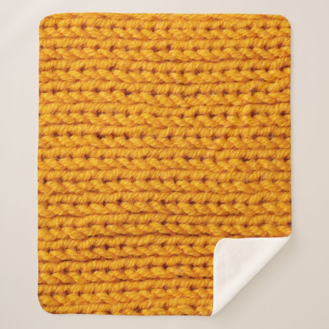 Gelbe Strickwoll-Textur mit Hintergrundmuster Sherpadecke (Vorderseite)