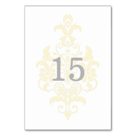 Gelbe, subtile Damaskus-Tafel Tischnummer