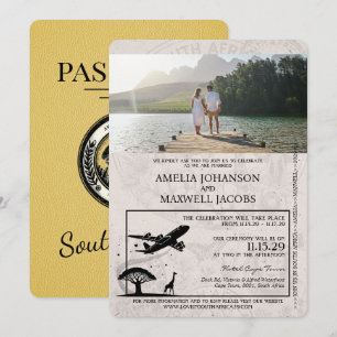 Gelbe südafrikanische Pass-Hochzeitseinladung Einladung