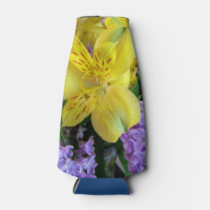 Gelbe Taglilien und Lila Lilac-Blume Flaschenkühler