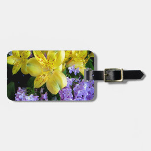 Gelbe Taglilien und Lila Lilac-Blume Gepäckanhänger