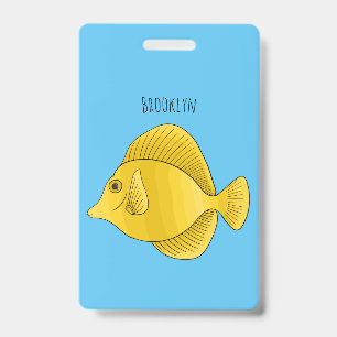 Gelbe Tang-Fisch-Cartoon-Illustration Ausweis