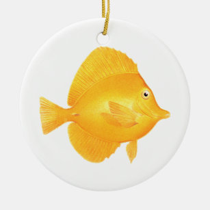 Gelbe Tang-Fische Keramik Ornament