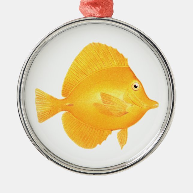 Gelbe Tang-Fische Silbernes Ornament (Vorne)