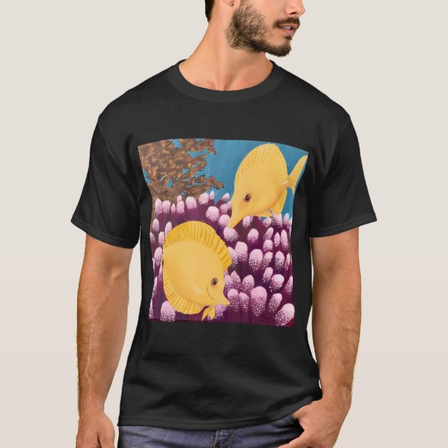 Gelbe Tangs und Riff T-Shirt (Vorderseite)