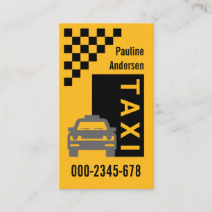 Gelbe Taxi-Schwarz Kontrollkästchen Visitenkarte