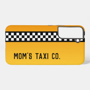 Gelbe Taxi-Streifen "Mom's Taxi Co." Samsung Galaxy Hülle