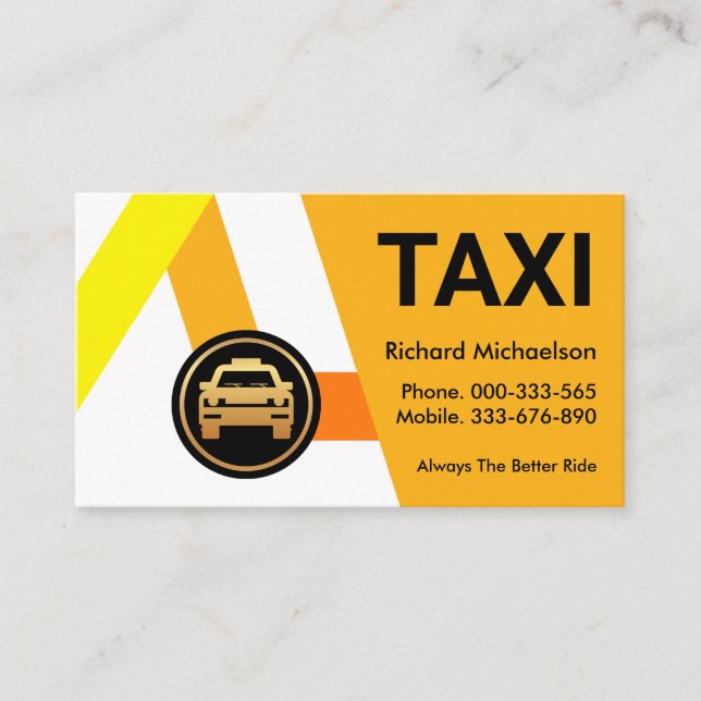 Gelbe Taxifahrt Visitenkarte (Vorderseite)