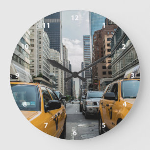 Gelbe Taxis New York Große Wanduhr