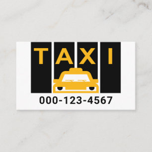 Gelbe Taxisilhouette schwarzer Streifen Visitenkarte