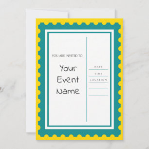 Gelbe Teal-Briefmarke Einladung