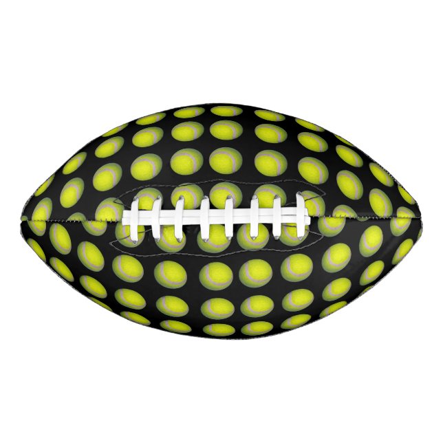 Gelbe Tennisbälle auf schwarzem Muster, Football (Vorderseite)