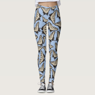 Gelbe Tiger-Frack-Schmetterlinge Muster Leggings