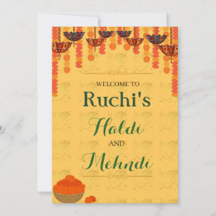 Gelbe traditionelle Haldi- und Mehndi-Zeremonie Einladung