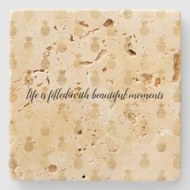 Gelbe tropische Ananas Steinuntersetzer (Vorderseite)