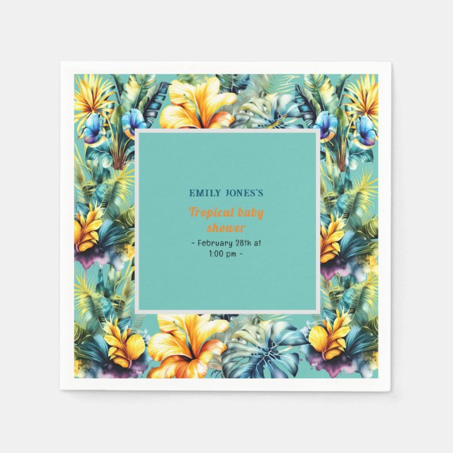 Gelbe tropische Babydusche Serviette (Vorderseite)