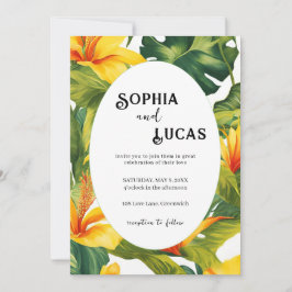 Gelbe tropische Blütenhochzeit Einladung