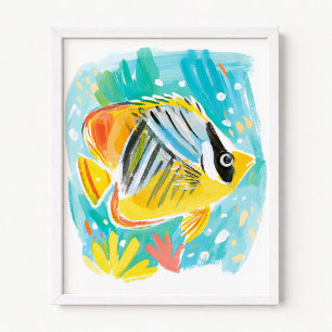 Gelbe tropische Fischillustration Poster