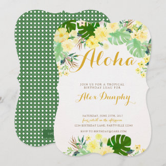 Gelbe tropische Geburtstags-Einladung Einladung