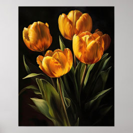 Gelbe Tulip Blume Art Print Poster