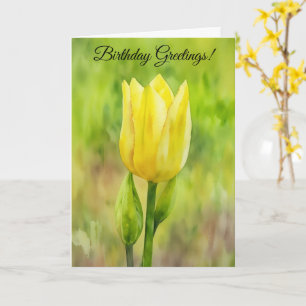 Gelbe Tulip Blume Wasserfarben Art Art Geburtstag Karte