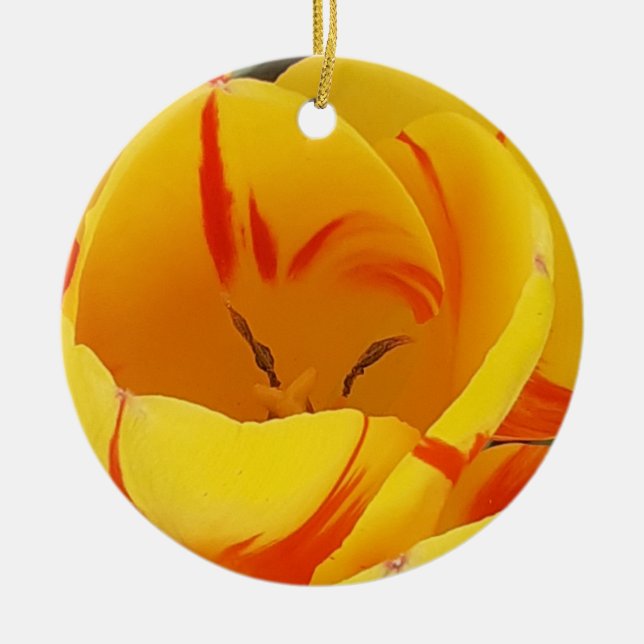 Gelbe Tulip Keramik Ornament (Vorne)
