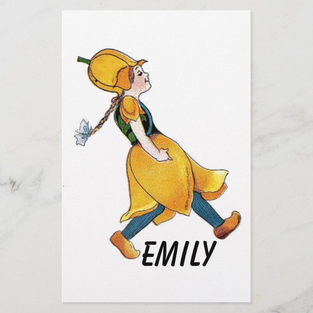 Gelbe Tulip Niedliche Blume Kind Blumenrippe Briefpapier (Vorderseite)