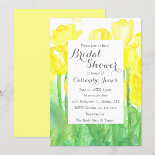 Gelbe Tulips Aquarellfarben Blume Brautparty Einladung