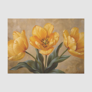 Gelbe Tulips auf Gold-Öl-Malerei Decoupage Seidenpapier