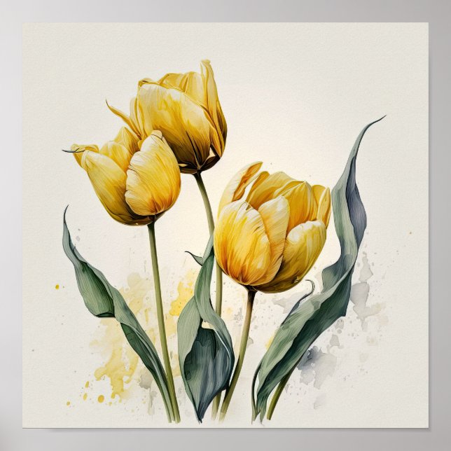 Gelbe Tulips Blume Art Print Poster (Vorne)