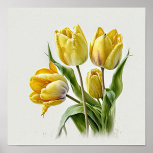 Gelbe Tulips Blume Art Print Poster