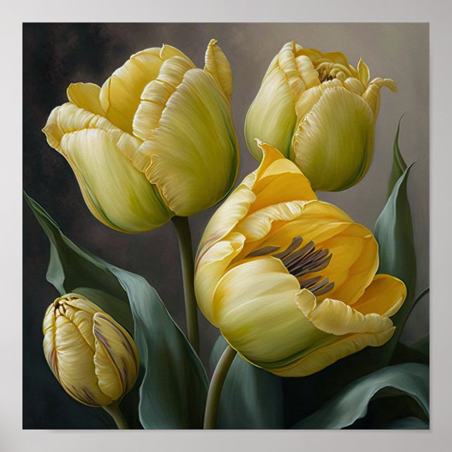Gelbe Tulips Blume Art Print Poster (Vorne)