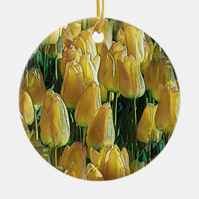 Gelbe Tulips Keramik Ornament (Vorne)