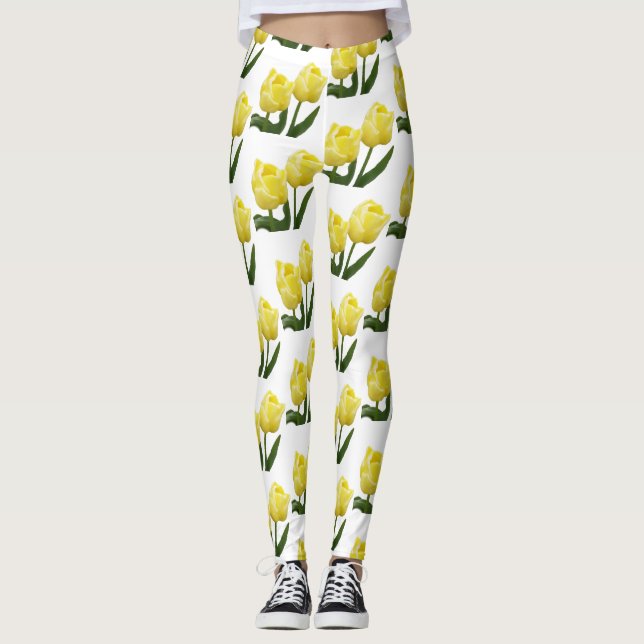 Gelbe Tulips Leggings (Vorderseite)