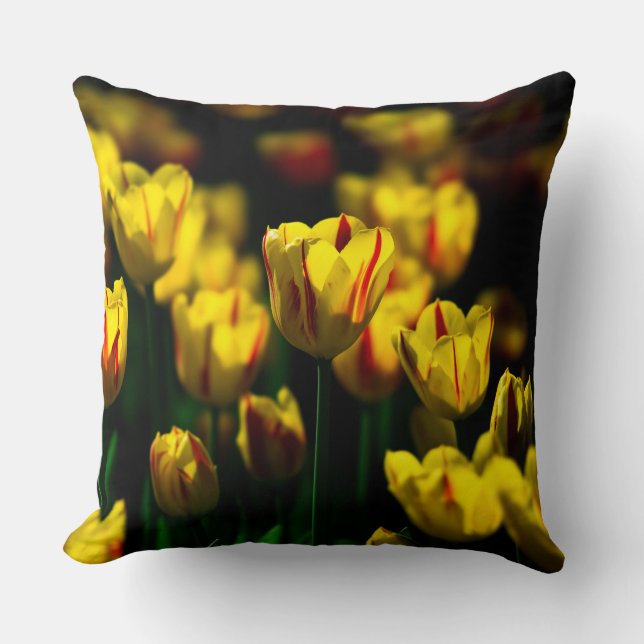 Gelbe Tulpe-Blume Kissen (Vorderseite)
