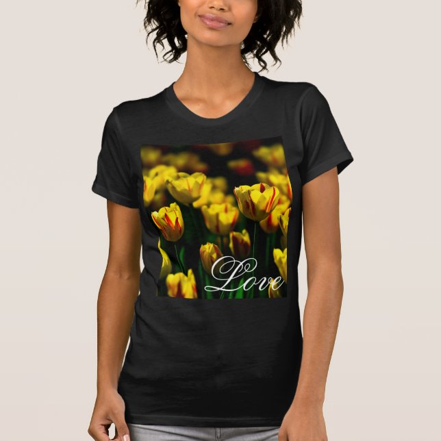 Gelbe Tulpe-Blume T-Shirt (Vorderseite)