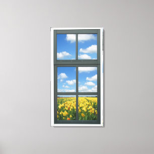 Gelbe Tulpe-Imitat-Fenster-Ansicht Leinwanddruck